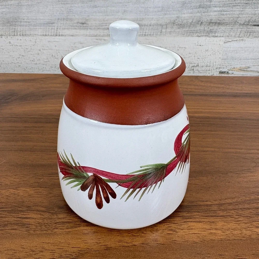 1992 EMERSON CREEK‎ POTTERY HOLIDAY Sugar Jar with Lid